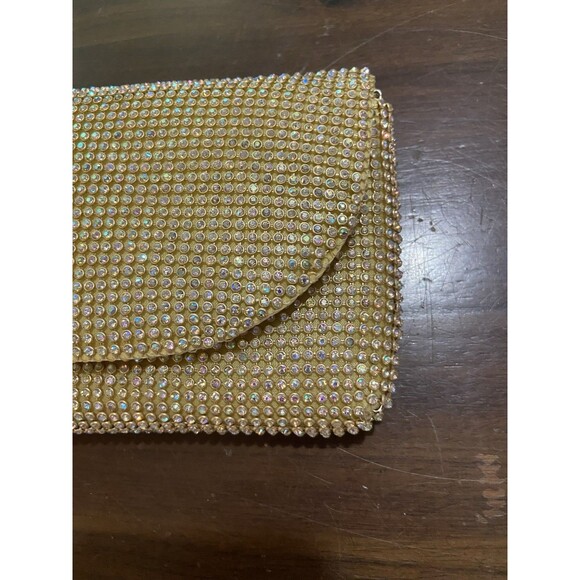 Vintage Rhinestone Evening Clutch Purse Gold Light Chain Should Strap Formal - Picture 4 of 11